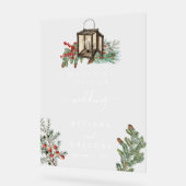 Elegante winter rustieke dennenbomen lantaarn brui acryl bord (Hoek)