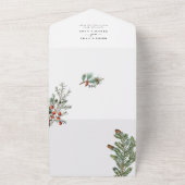 Elegante Winter Rustieke Dennenbomen Lantaarn Brui All In One Uitnodiging (Buitenkant)