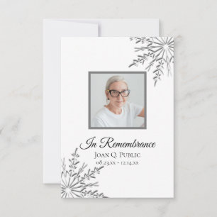 Elegante winter sneeuwvlok begrafenis sympathie bedankkaart