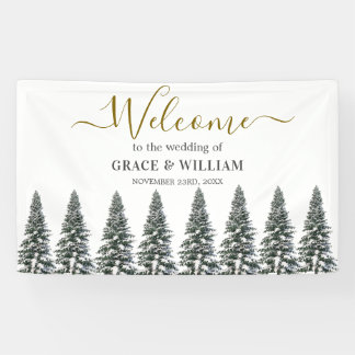 Elegante Winter Sneeuwvlokken bruiloft Spandoek