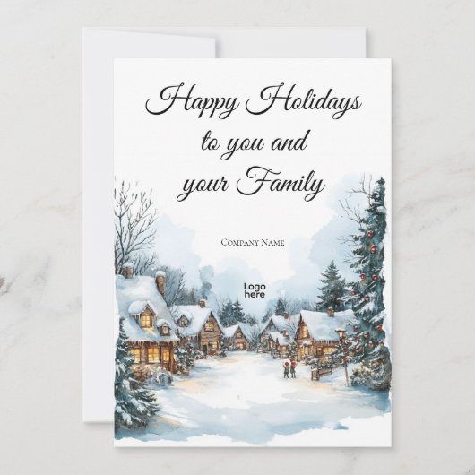 Elégante Winter Village Business Logo Carte de vac (Devant)