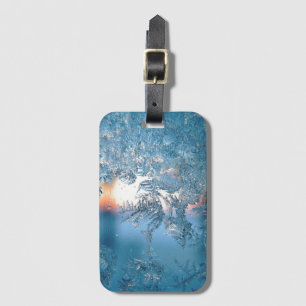 Elegante Winter Vorst Glas Ijs Kristallen Bagagelabel