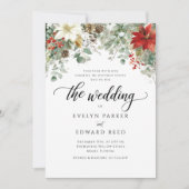 Elegante Winter Waterverf Kerstbruiloft Kaart (Voorkant)