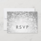 Elegante Winter Wedding RSVP Glitter Zilver (Achterkant)