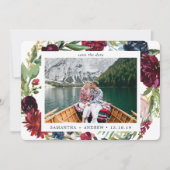 Elegante Winter Wijnrode Waterverf Bloemen Foto Save The Date (Voorkant)