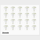 Elegante Winter Witte Pioen Dank u Favor Ronde Sticker (Vel)