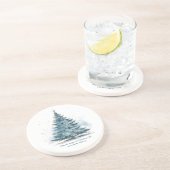 Elegante Winter Wonderland Kerstboom Zandsteen Onderzetter (Zijkant)