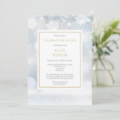 Elegante winterbegrafenis viering van het leven kaart (Staand voorkant)