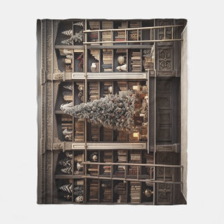 Elegante winterbibliotheek fleece deken