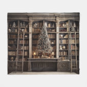 Elegante winterbibliotheek fleece deken (Voorkant (Horizontaal))