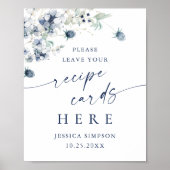 Elegante winterbladreceptuur Kaarten hier Poster (Voorkant)