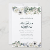 Elegante winterbloemen rustieke bruiloft kaart (Voorkant)