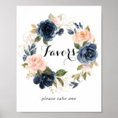 Elegante winterbloemenkrans gunsten bord poster (Voorkant)