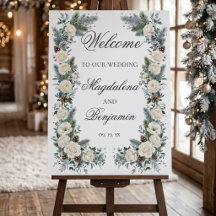Elegante Wintergroen Witte Rozen Bloemige Bruiloft