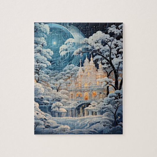 Elegante winterkapel kerstvakantie legpuzzel (Verticaal)