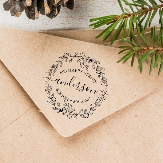 Elegante Winterkrans Adres Rubberstempel