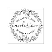 Elegante Winterkrans Adres Rubberstempel (Afrduk)