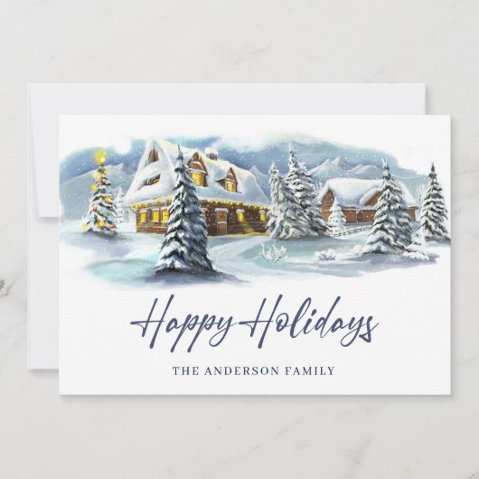 Elegante winterland kerstgroet feestdagenkaart (Voorkant)