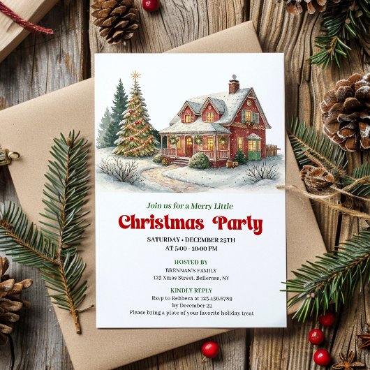 Elegante winterlandschap minimale kerst uitnodigin kaart