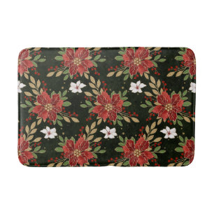 Elegante winterpoinsettia tegen donkere achtergron badmat
