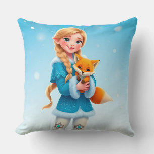 Elegante Winterprinses met een knappe vos Kussen