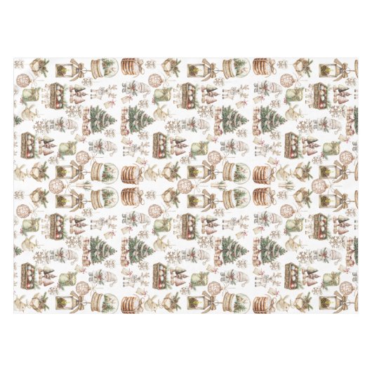 Elegante winterscène met vogel en Ornamenten Tafelkleed (Voorkant (Horizontaal))