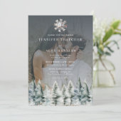 Elegante wintersneeuw | Uitnodiging voor kerstbrui (Staand voorkant)