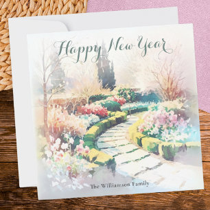 Elegante Wintertuin Chic Stijlvolle Elegante Botan Feestdagenkaart