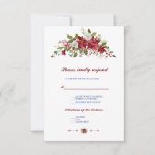 Elegante wintervakantie Poinsettia bruiloft RSVP (Voorkant)