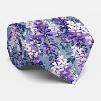 Elegante wisteria betegelde bloemmotief stropdas