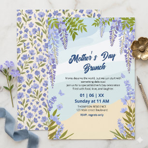 Elegante Wisteria Bloem Moederdag Brunch Kaart