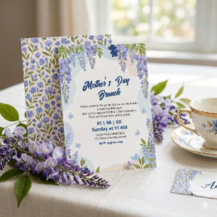 Elegante Wisteria Bloemige Moederdag Brunch Kaart