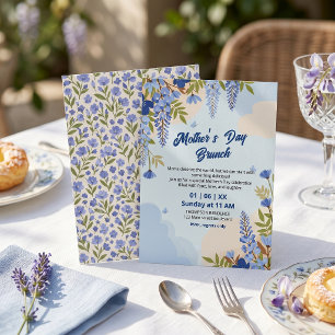 Elegante Wisteria Bloemige Moederdag Brunch Kaart