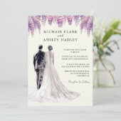 Elegante Wisteria bruidegom bruiloft Kaart (Staand voorkant)