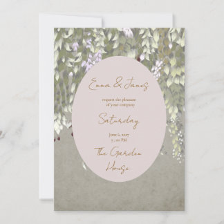 Elegante Wisteria Geschilderde Bloemen Uitnodiging