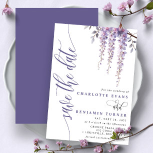 Elegante Wisteria Tak Bloemstuk Save the Date Kaar Kaart