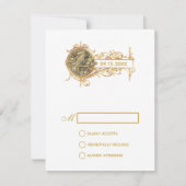 Elegante Wit Goud Eenvoudige Bruiloft RSVP Kaartje (Achterkant)