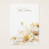 Elegante Wit Gouden Bloem Ketting Display Kaart (Voorkant)
