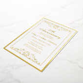 Elegante wit gouden werveling 50ste bruiloft Jubil Folie Uitnodiging (Gedraaid)