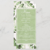 Elegante wit groene tropische bladeren bruiloft me menu (Voorkant / Achterkant)