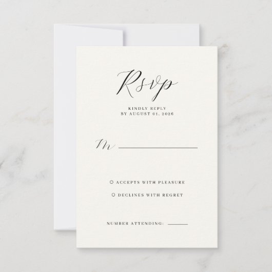 Elegante wit RSVP-kaart RSVP Kaartje (Voorkant)