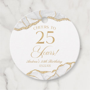 Elegante witgouden agaat 25e verjaardagsfeest bedankjes labels