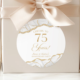 Elegante witgouden agaat 75ste verjaardagsfeest ronde sticker