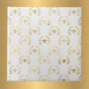 Elegante witgouden bijen Laurel krans Tegeltje