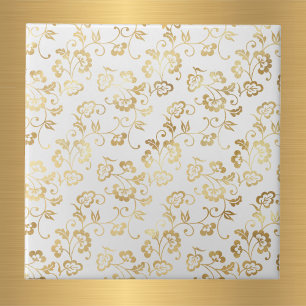 Elegante witgouden bloemen tegeltje