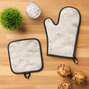 Elegante witgouden bruiloft ovenwant & pannenlap set