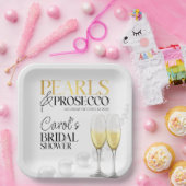 Elegante witgouden parels & Prosecco Vrijgezellenf Papieren Bordje (Feest)
