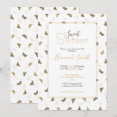 Elegante witgouden vlinders kaart (Voorkant / Achterkant)