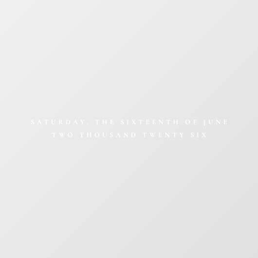 Elegante Witte aalscholver Datum Tekst Trouwen Raamsticker (Vel)