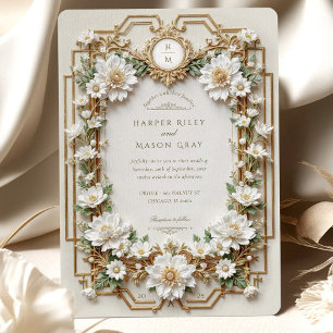Elegante witte anemonen met Faux Gold Kaart